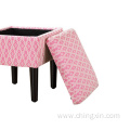 Pink Leisure Fabric Storage Ottoman Living Room Furniture